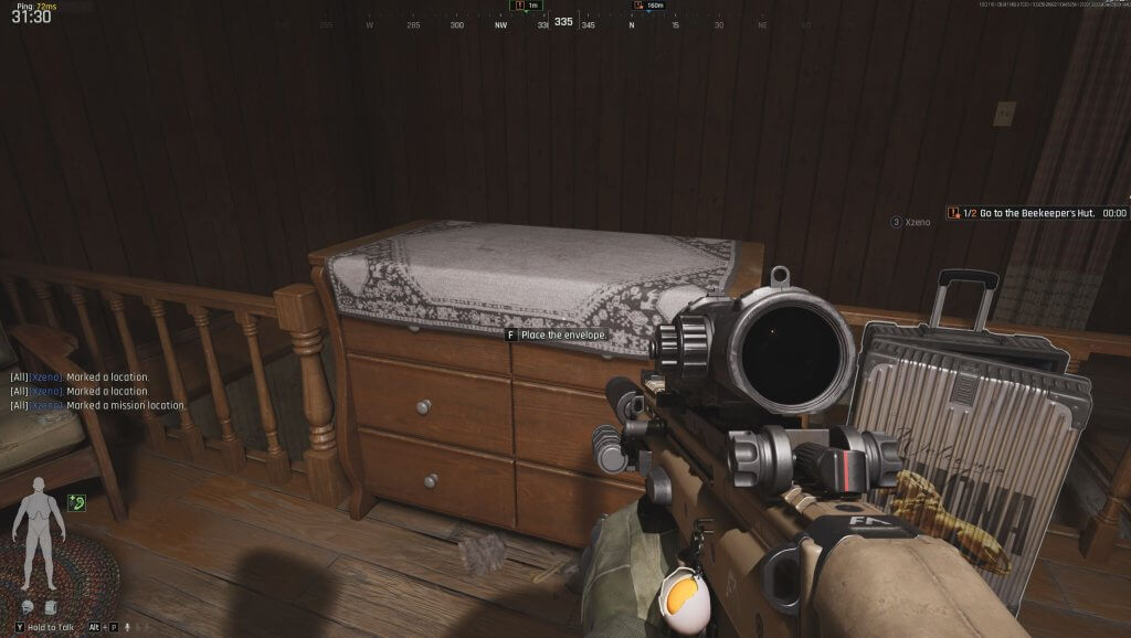 letter on the second floor of the Beekeeper's Hut in Northridge