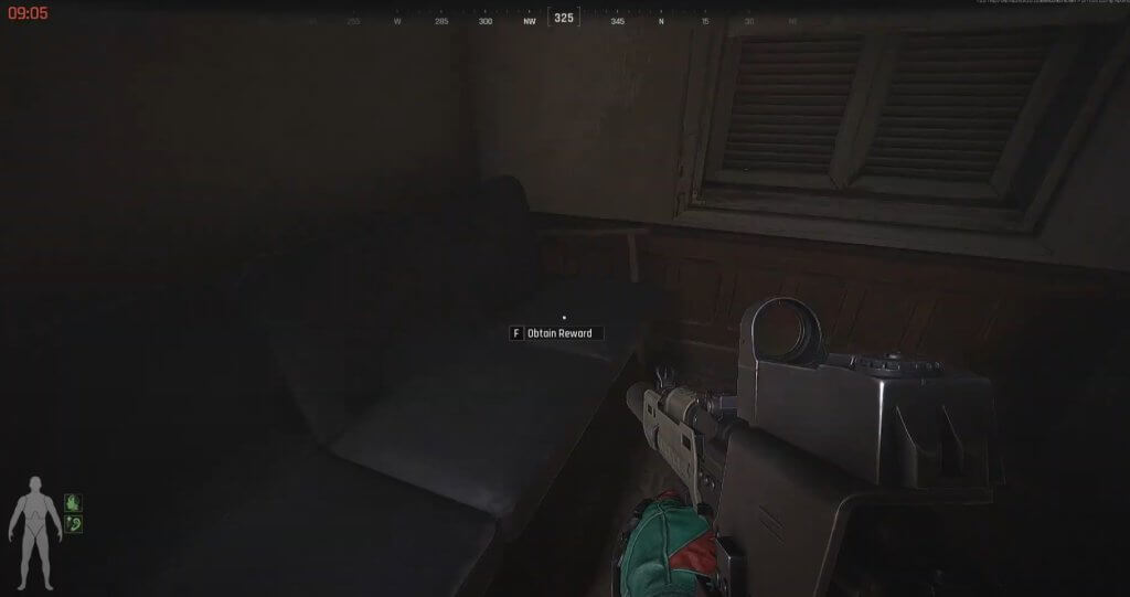 Obtain reward from the counter on the second floor of the Motel In Farm.